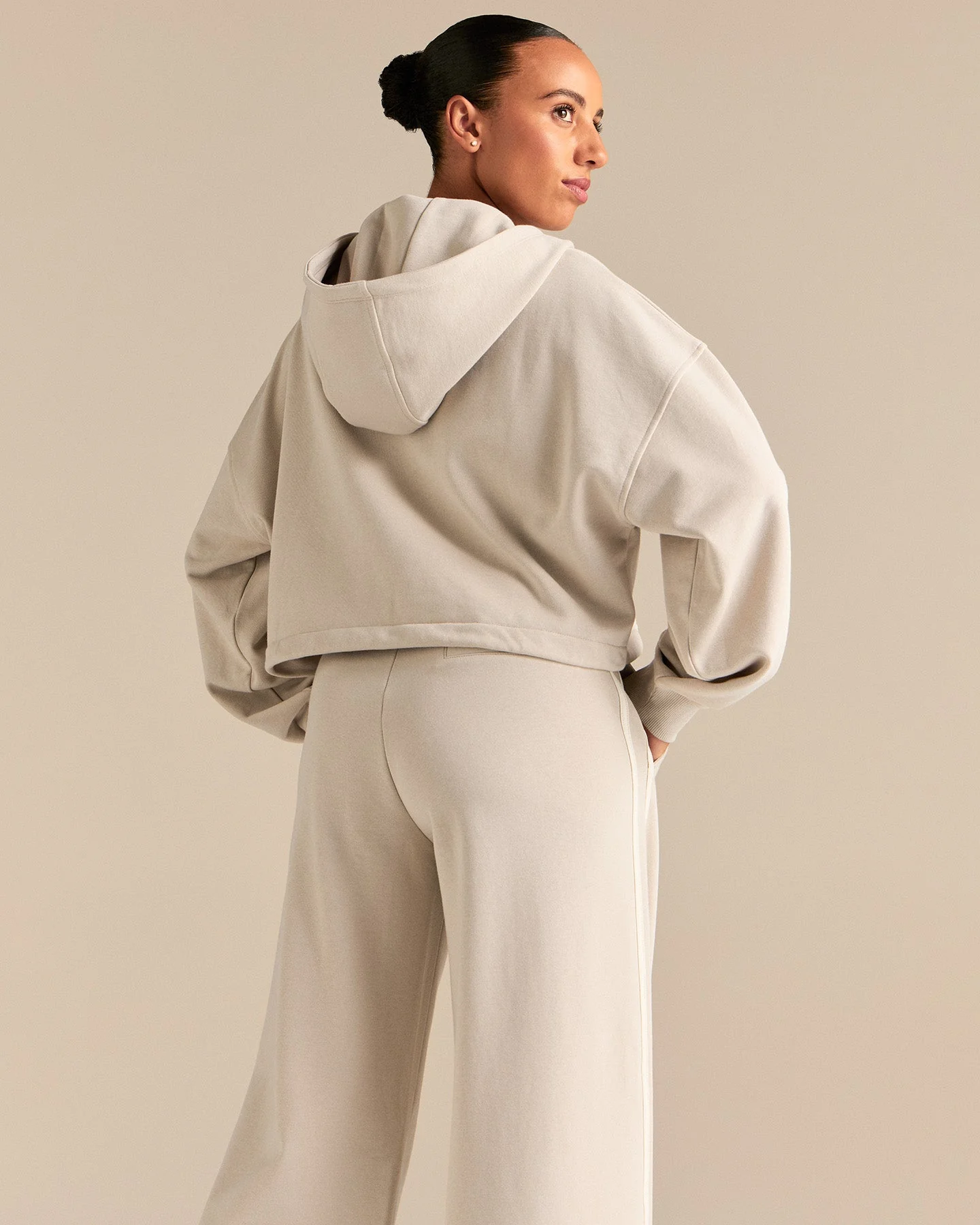 Comfort Lightweight Draw Hem Hoodie | Stone - Image 2