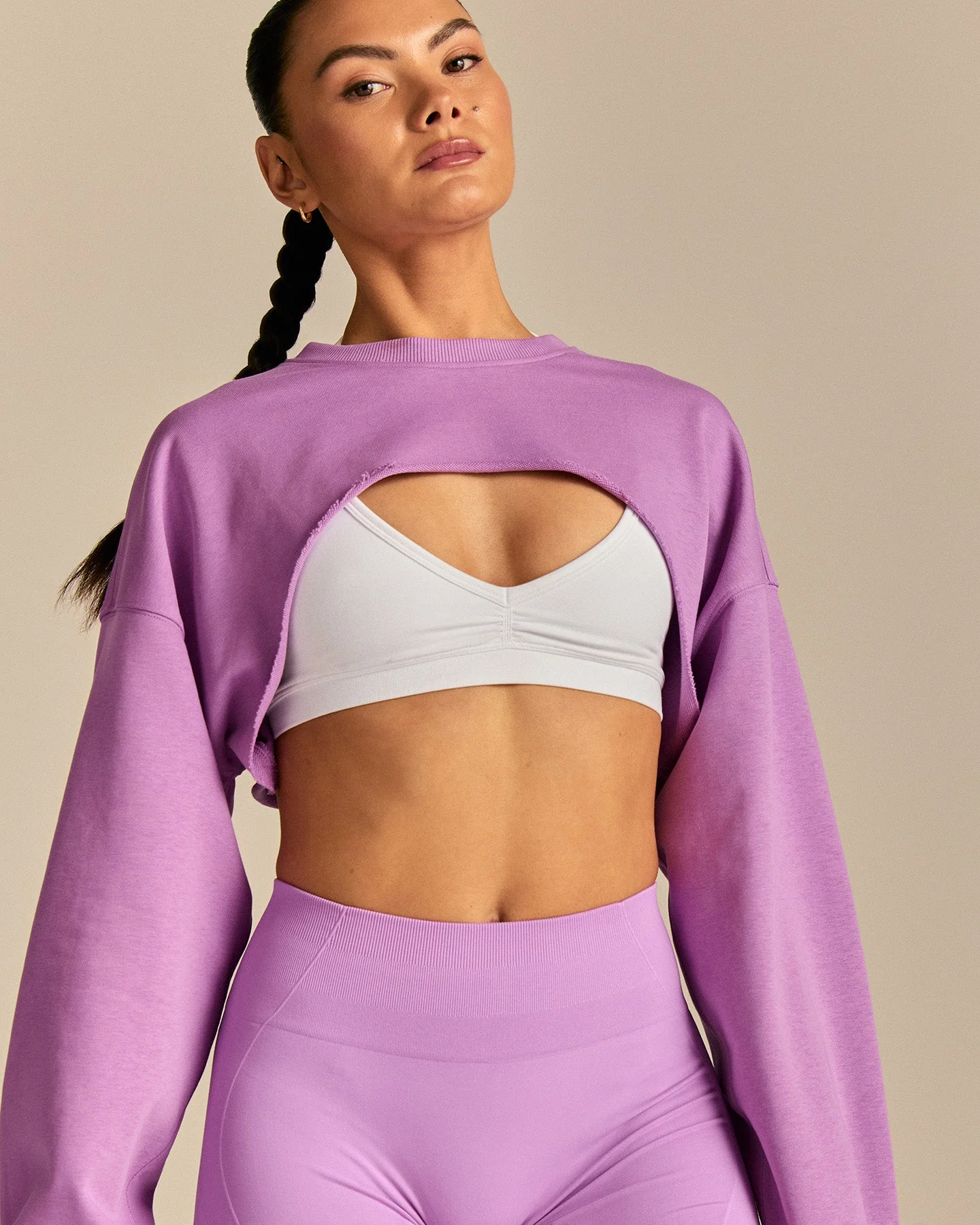 Comfort Pump Cover Ultra Cropped Sweat | Vivid Orchid - Image 4