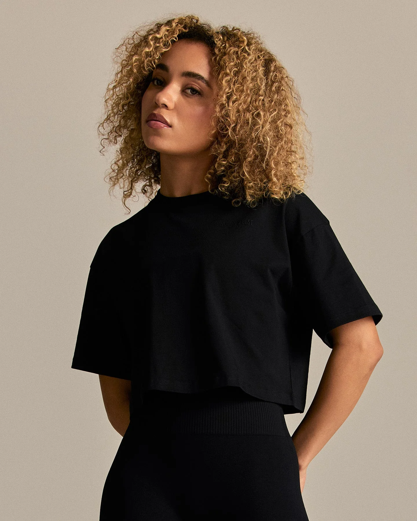 Comfort WB Logo Oversized Cropped T-Shirt | Black