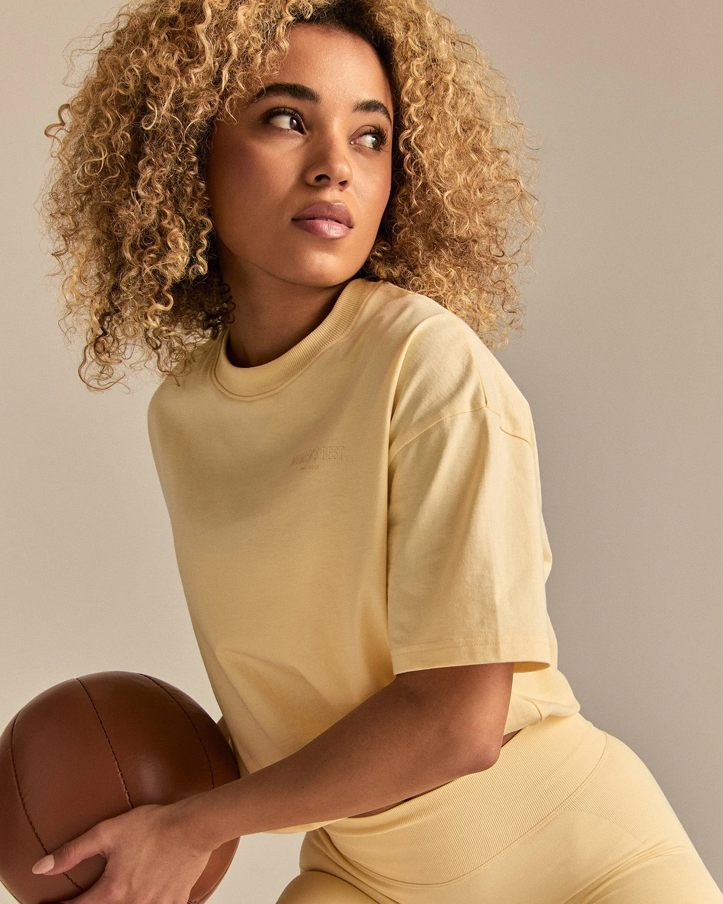 Comfort WB Logo Oversized Short Sleeve T-Shirt | Buttercup - Image 4