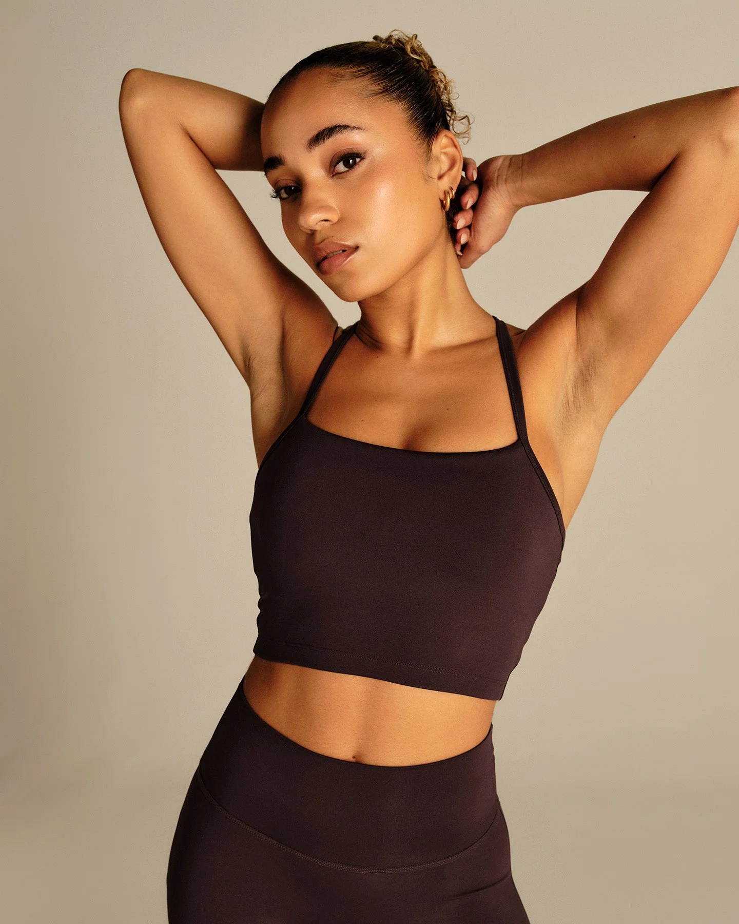 Essential Built-In Bra Crop Tank Top | Cafe Noir - Image 4