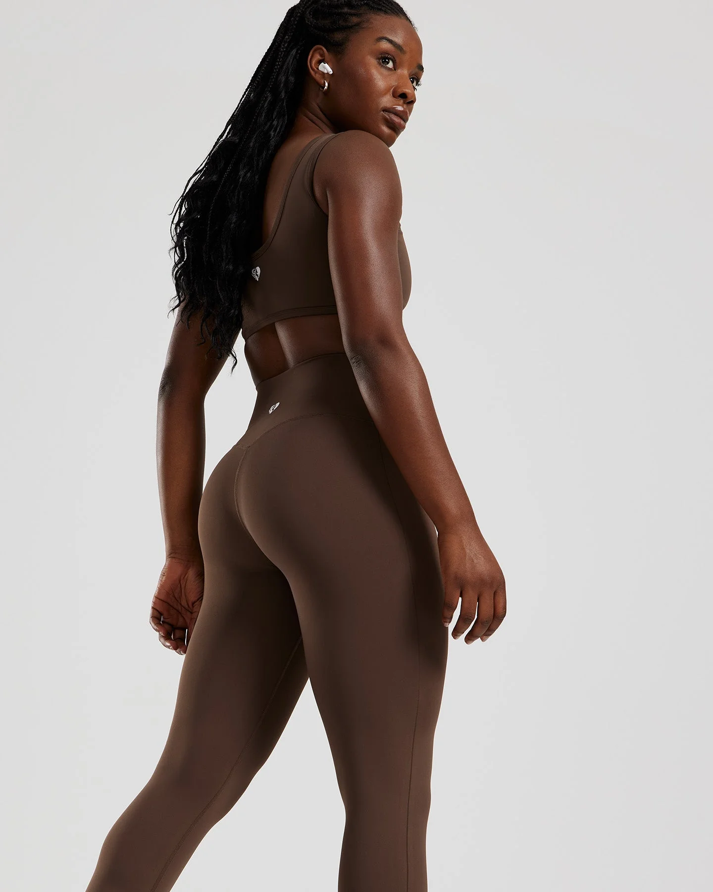 Essential High Waist Mini Flared Leggings | Cocoa - Image 6