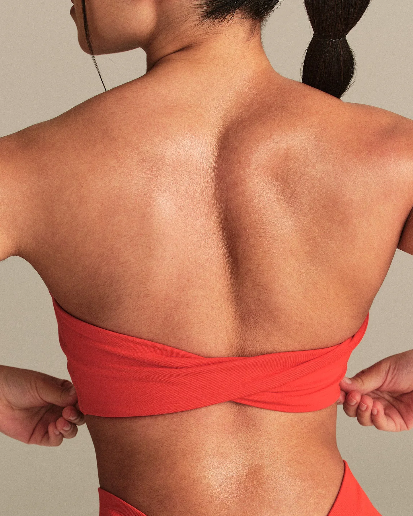 Essential Twist Back Bandeau Bra | Lava Red - Image 2