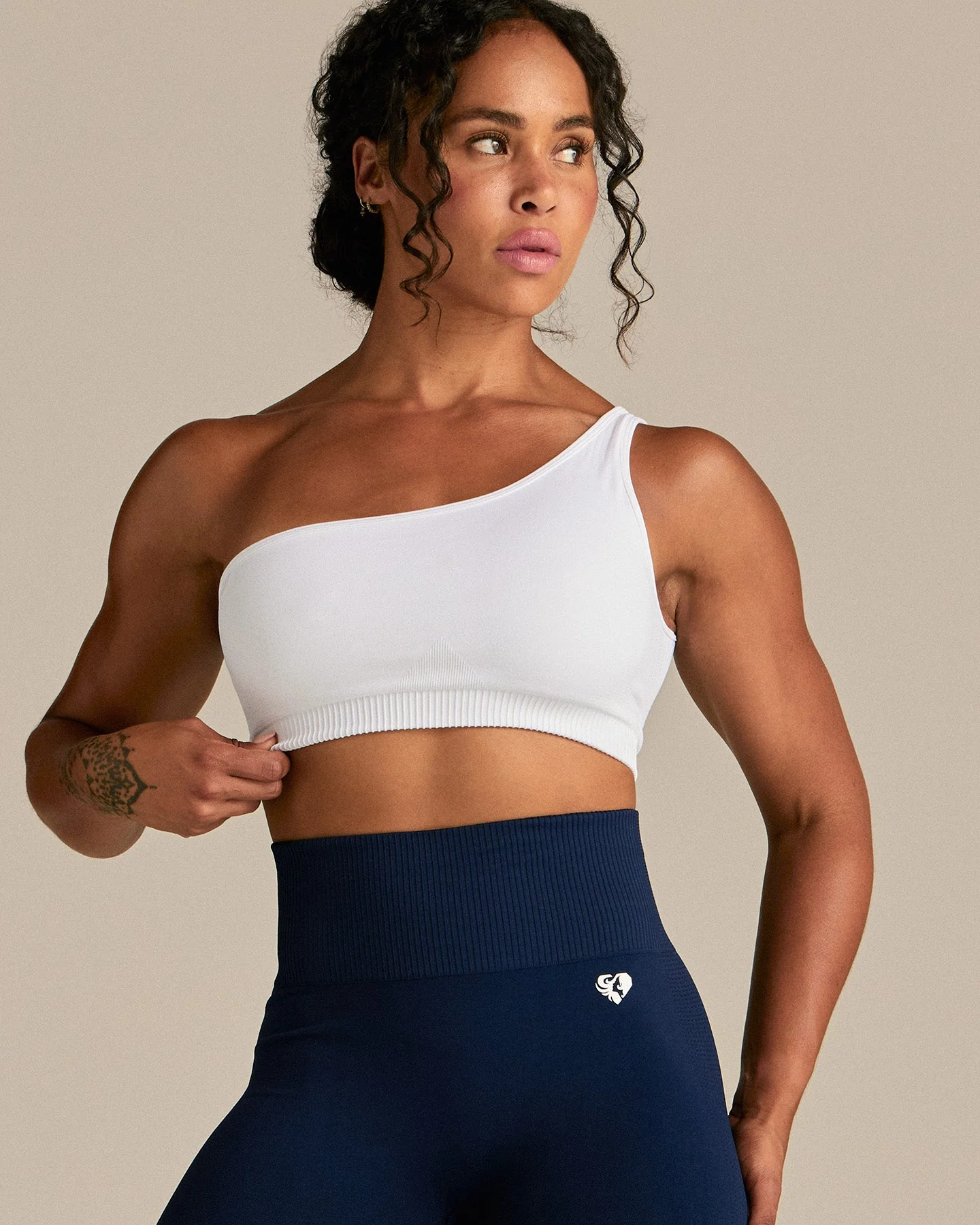 Power One Shoulder Bra | White
