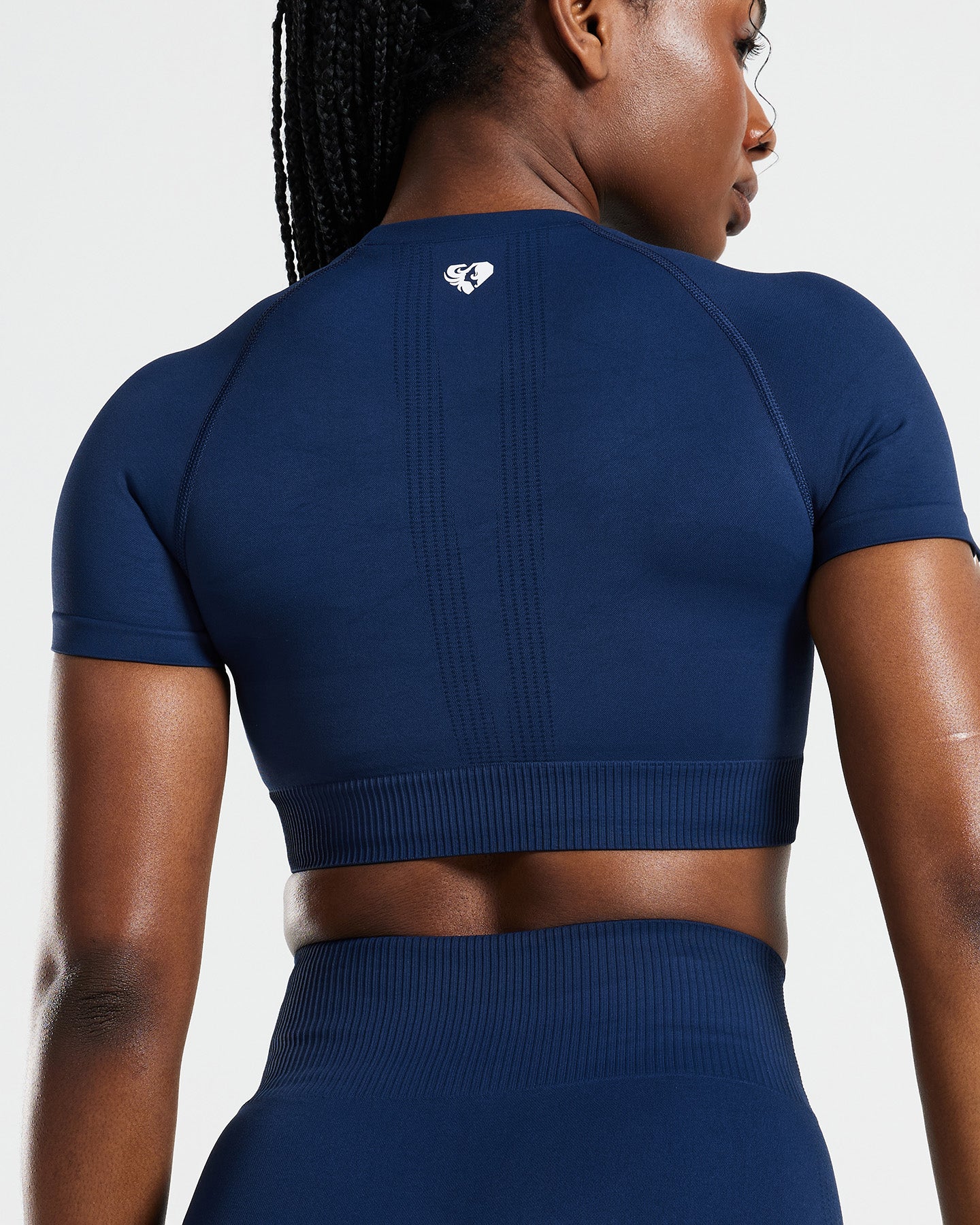 Power Short Sleeve Crop Top | Sapphire Blue - Image 2