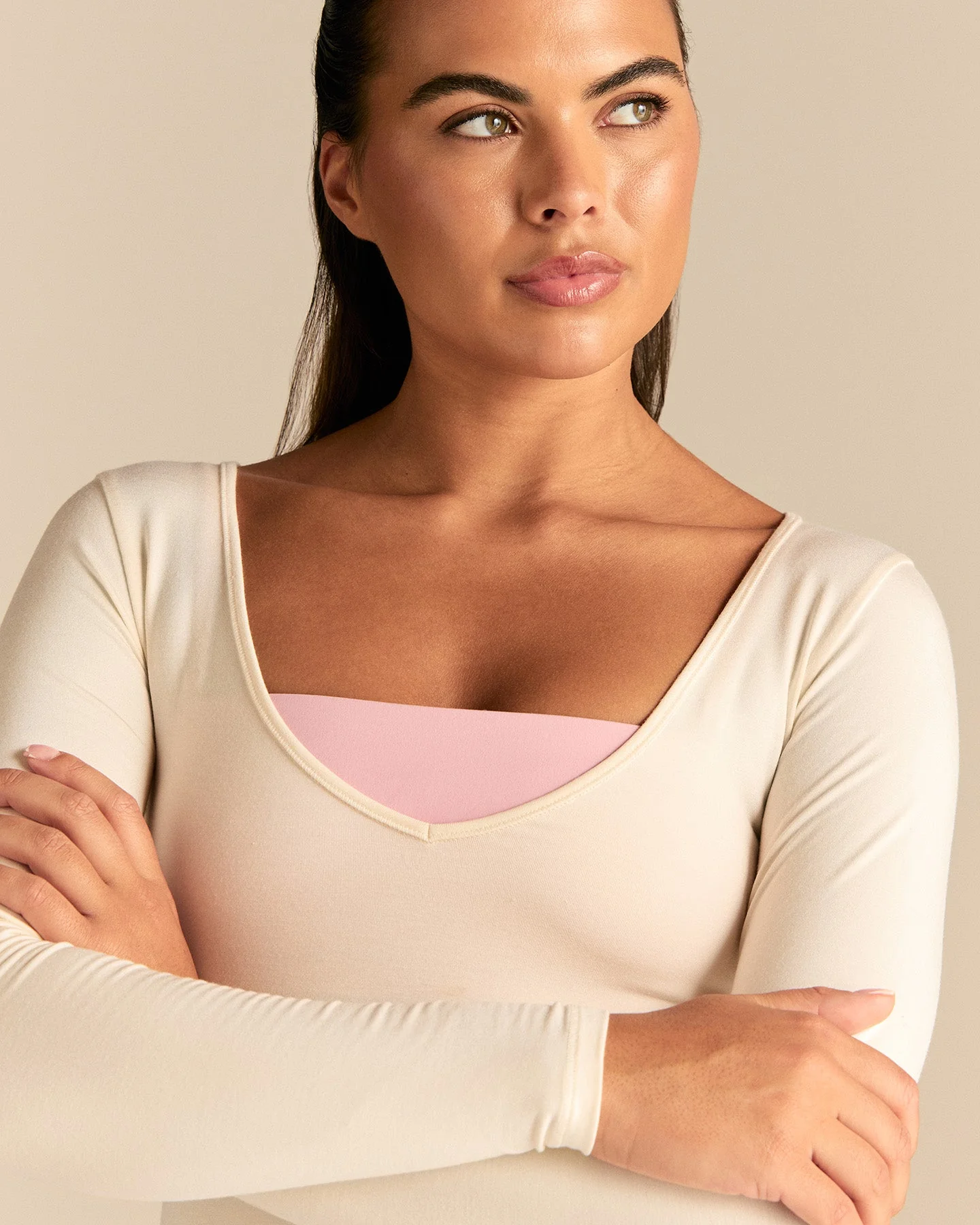 Smooth Contour Long Sleeve Reversible T-Shirt | Coconut White - Image 3
